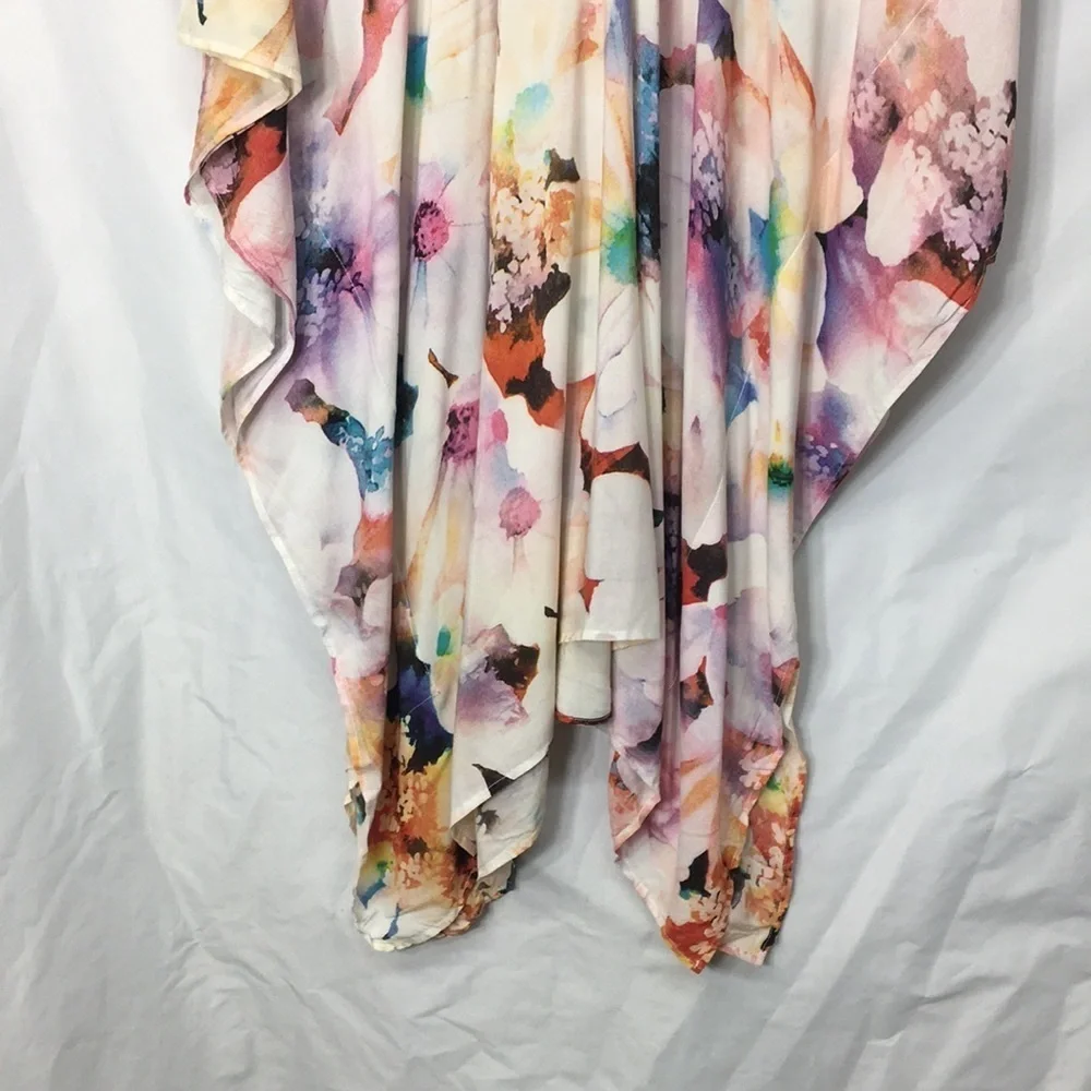 LJC Designs Women Floral High Low Beach Cover Up Size M Like-New Condition